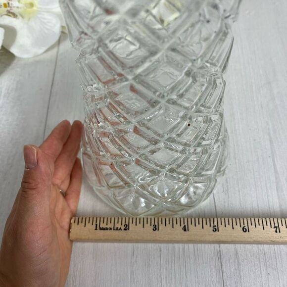 Large Silver Plate Cut Clear Glass Serving Pitcher Carafe - Picture 8 of 13